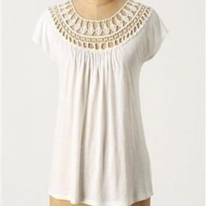 Anthropologie Greylin white cotton and lace top